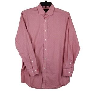 Psycho Bunny Modern Fit Stretch Non Iron Pink Dress Shirt PBT001PS076 Mens 15 S